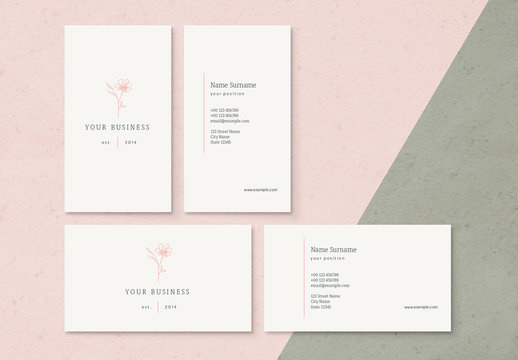 Business Card Layout with Floral Icon Element