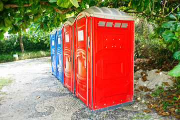 Public chemical bathroom female and male