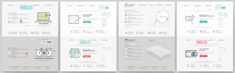 Business website template elements collection. - obrazy, fototapety, plakaty