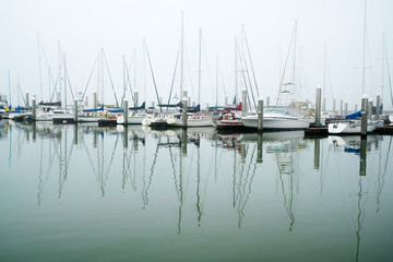 Fototapeta na wymiar Foggy Day it the Corpus Christi Marina