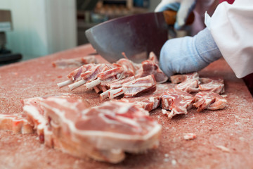 The meat cutting room