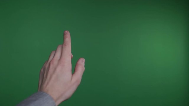 16 Hand gestures. Touchscreen. Female hand showing multitouch gestures in green screen. MORE OPTIONS IN MY PORTFOLIO.