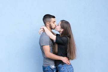 Boy and girl kissing