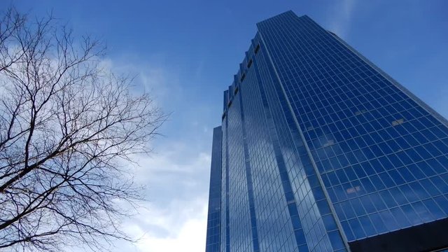 Timelapse Clouds Skyscraper Blue Sky Windy Day