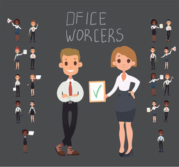 Girl man office documents briefcase tie formal wear suit business worker