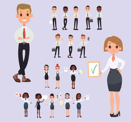 Girl man office documents briefcase tie formal wear suit business worker