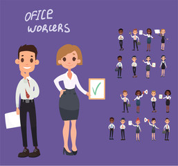 Girl man office documents briefcase tie formal wear suit business worker