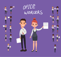 Girl man office documents briefcase tie formal wear suit business worker