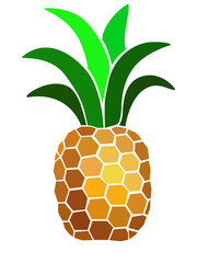 Color Image Pineapple. Logo or sign with a bright pineapple fruit. Template for print, decorative floral element.