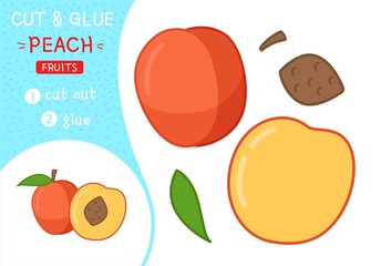 Education paper game for preshool children. Vector illustration. Cartoon peach.