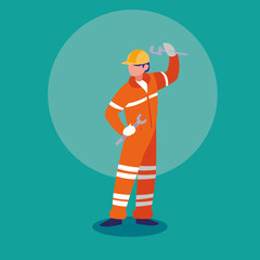 worker industrial with wrench tool