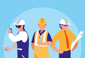group of workers industrials avatar character