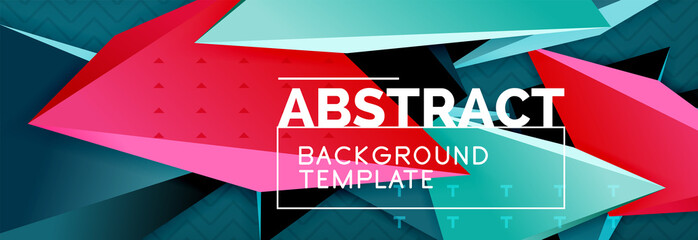 Vector 3d triangular shapes abstract background, origami futuristic template with lines