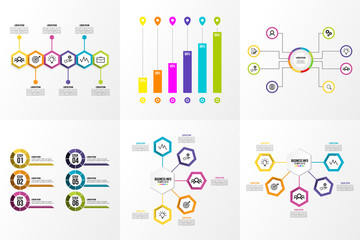 Fototapeta na wymiar Set Of Infographics Elements Vector Design Template. Business Data Visualization Infographics Timeline with Marketing Icons most useful can be used for workflow, presentation, diagrams, reports
