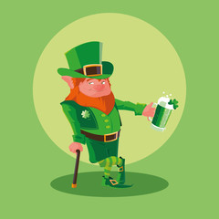 comic leprechaun with beer character