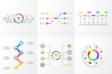 Set Of Infographics Elements Vector Design Template. Business Data Visualization Infographics Timeline with Marketing Icons most useful can be used for workflow, presentation, diagrams, reports