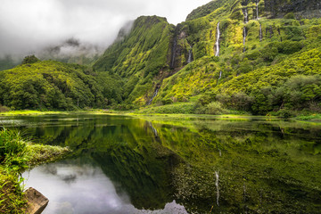 Fototapeta premium Beautiful view of Poço Ribeira do Ferreiro 