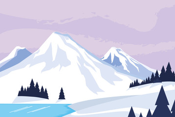 snowscape nature scene icon