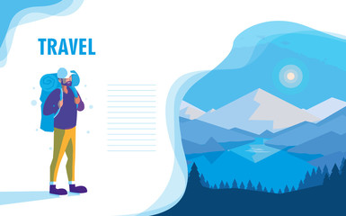 landscape with river and traveler