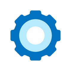 Blue pictogram, gear icon. Simple flat design. Flat vector illustration