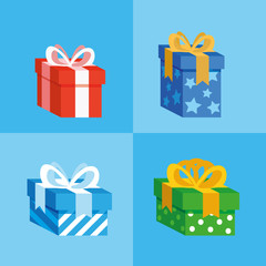 set of gifts boxes present icon