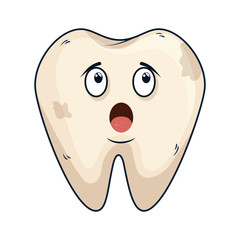 comic tooth sad kawaii character