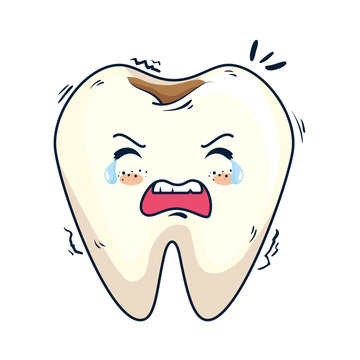 comic tooth sad kawaii character