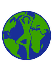 erde planet rund kreis welt yoga übung meditation haltung training fitness silhouette frau weiblich konzentration gesund entspannung clipart design