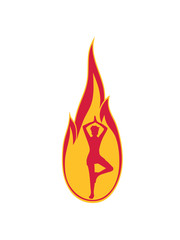 brennen feuer flammen heiß yoga übung meditation haltung training fitness silhouette frau weiblich konzentration gesund entspannung clipart design