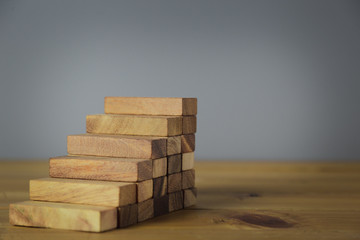 Stacking wooden blocks into steps,Concept of business growth success - image.