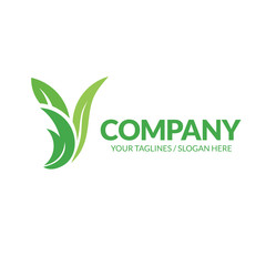 green leaf as letter F font style vector design template elements