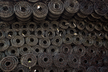 Rolls of iron mesh (wire mesh) use for reinforce concrete