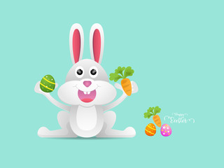 rabbit or bunny with easter egg and carrot