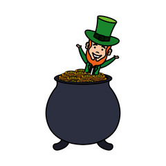 leprechaun with treasure cauldron saint patrick