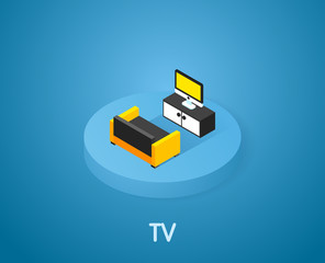 Tv isometric icon. Vector illustration. 3d concept