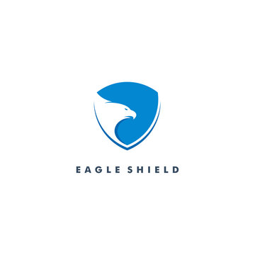 Eagle on the shield logo design icon vector