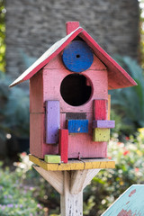 Bird house in a park.