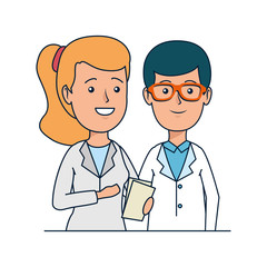 Obraz premium young dentists couple characters