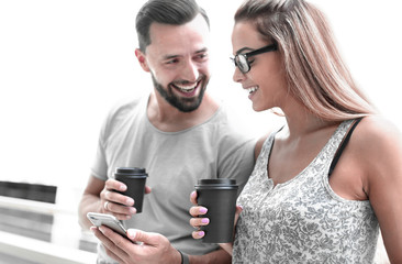 close up.young couple on a walk in the city.