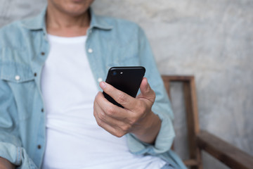 Man using smartphone