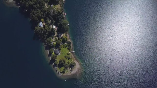 Aerial view of the lake of Nahuel Huapi near the town of Bariloche in Patagonia, Argentina