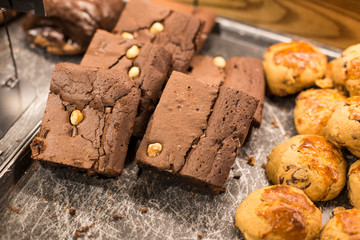 Pieces of chocolate brownie