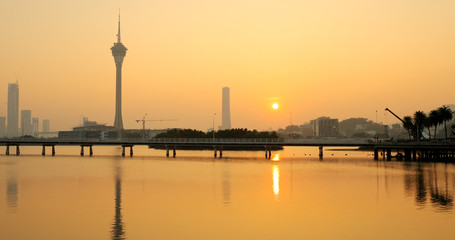 Fototapeta na wymiar Macau city at sunset