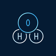 H2o colored linear chemistry icon. Vector water concept outline sign on dark background