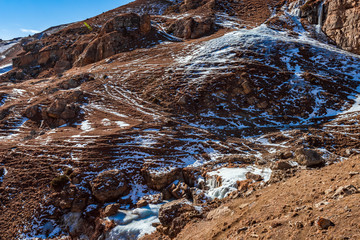 Winter snowy mountains, highlands