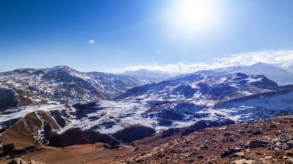 Winter snowy mountains, highlands