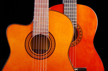 Fototapeta na wymiar Two acoustic guitars. Close-up