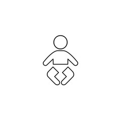 Small child. Vector linear icon, white background.