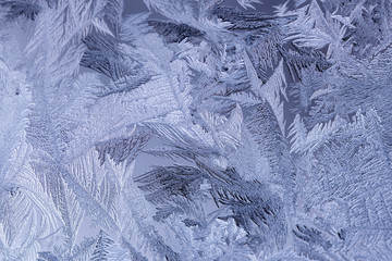 Macro images of frost pattern on window	