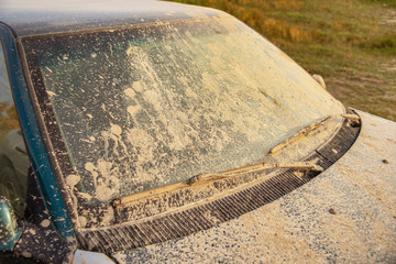 dirty car windshield